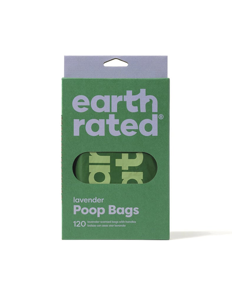 Earth Rated Nedbrytbara Bajspåsar med handtag 120 st Lavendel