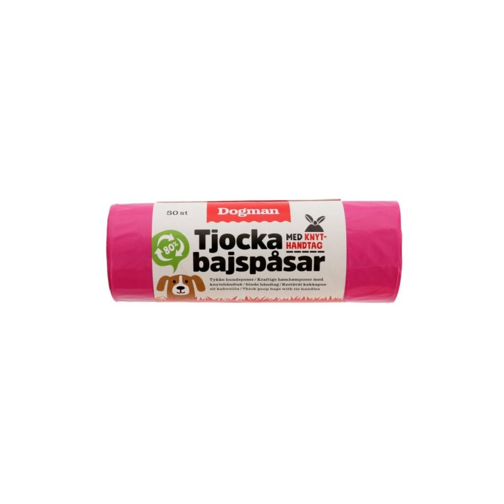 50-Pack Bajspåse med Knythandtag Rosa
