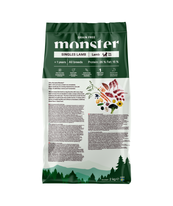 Monster Grain Free Singles Lamb2kg - back Monster Grain Free Singles Lamb2kg - back